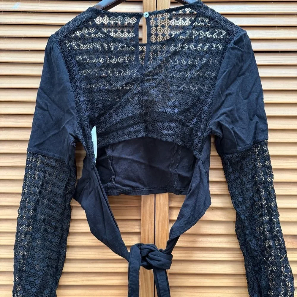 Free People Black Lace Blouse size medium